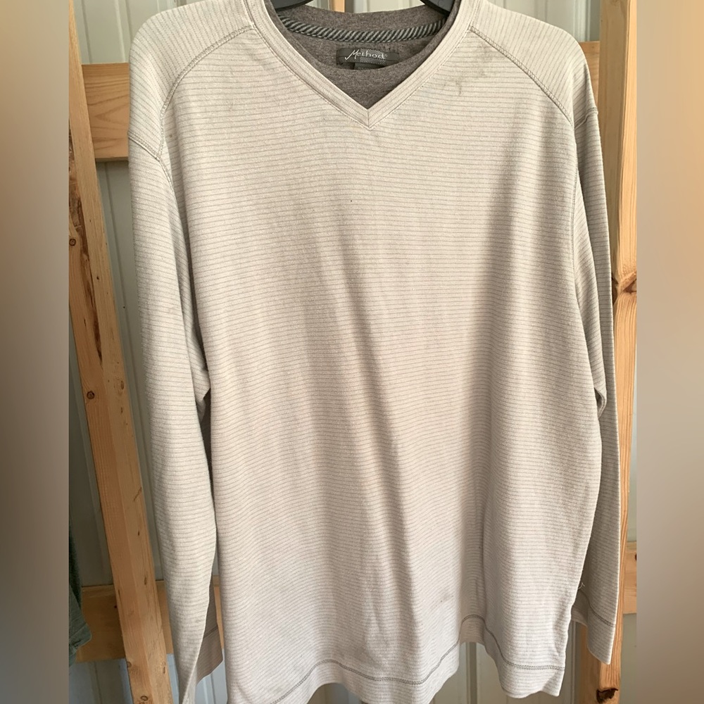 Method large long sleeve layered look casual dress shirt